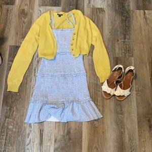 Blue and white checkered mini dress